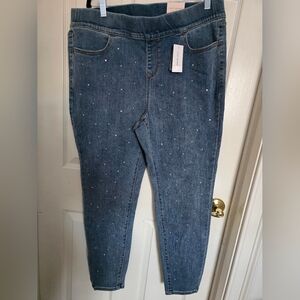 Lane Bryant High Rise Bling Embellished Women's Jeggings Plus Size 18 Pull On